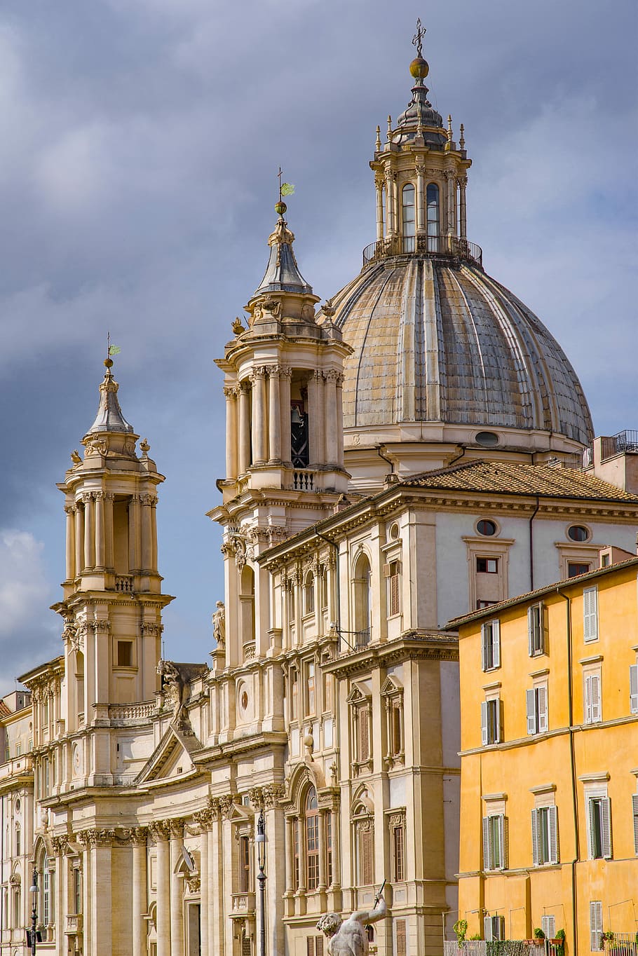 church, dome, place, piazza, navona, rome, italy, italian, tourism, famous