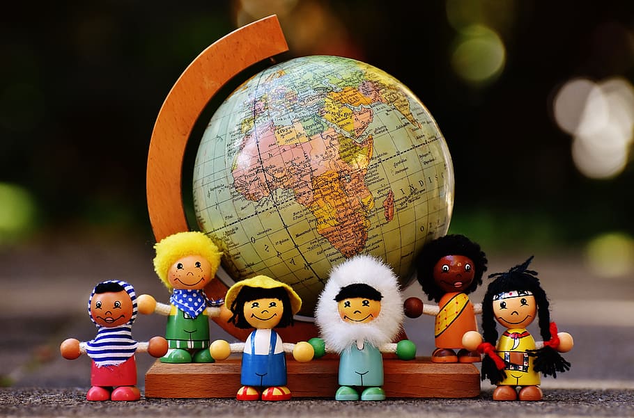 6, 異なる, 文化, 人々のおもちゃ, デスクグローブ, さまざまな国籍, 子供, 人間, 世界, 世界中
