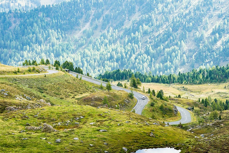 オーストリアの自然, 美しい, 曲線, 道路, オーストリア, 自然, 車, エコ, エコロジー, ヨーロッパ