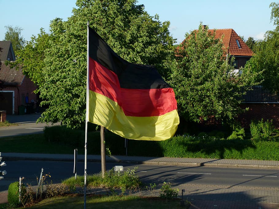 Alemania, bandera, oro rojo negro, bandera alemana, aleteo, alemán, fútbol, ​​bandera de Alemania, golpe, colores nacionales