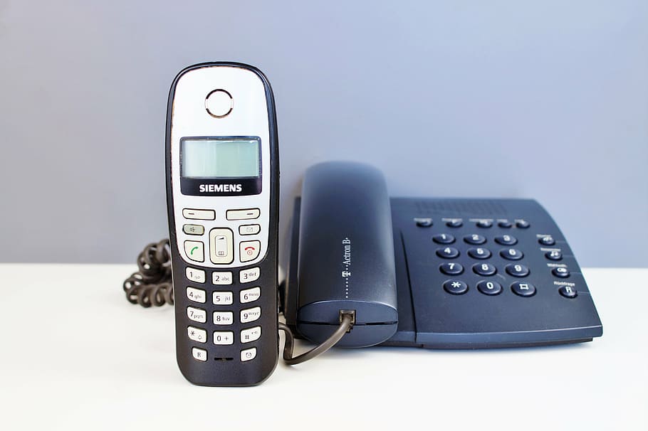 black, siemens, wireless, telephone, phone, communication, call center, keyboard, old, office