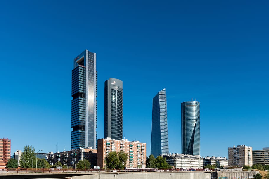 City, Madrid, Spain, Skyscraper, Capital, madrid, spain, europe, landmark, building, architecture