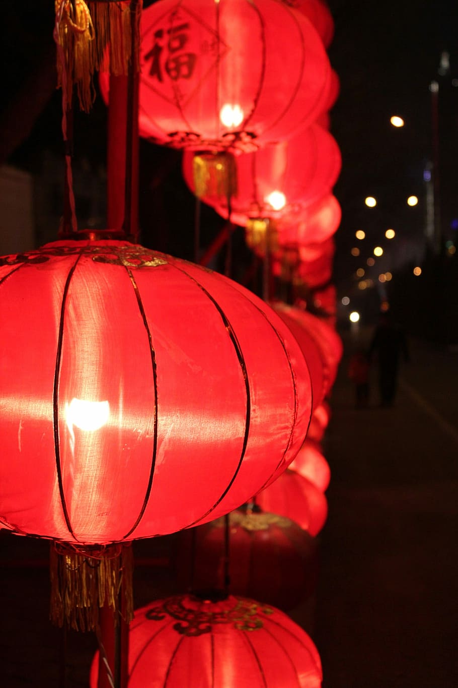 Red Lantern, New Year'S Day, new year, red, night, illuminated, city, outdoors, lantern, lighting equipment