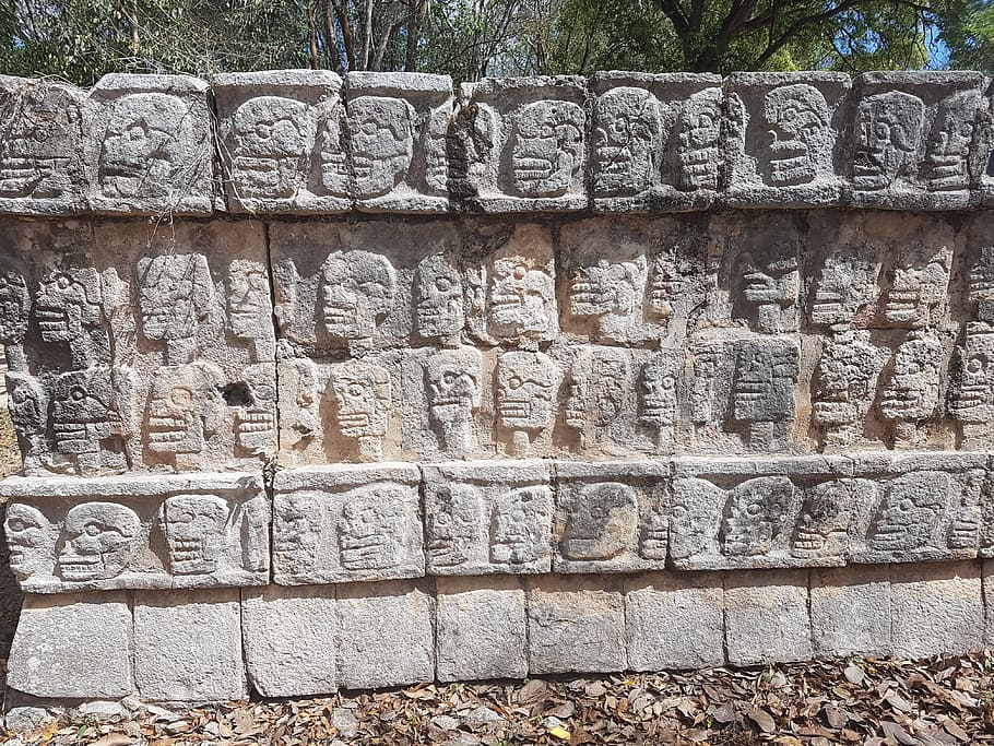 Maya, Chichen Itza, Ruins, text, carving - craft product, outdoors, spirituality, day, history, architecture