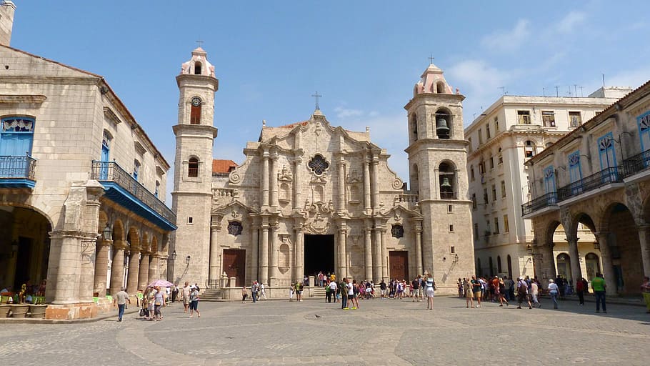 besar, gereja, halaman, Havana, Kuba, arsitektur, kapel, foto, suci, gereja besar