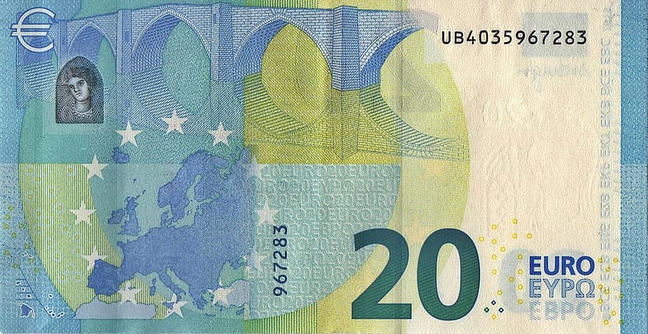 20, ユーロ, ub4035967283, 紙幣, お金, 通貨, 20ユーロ, 新しい, 金融, ビジネス