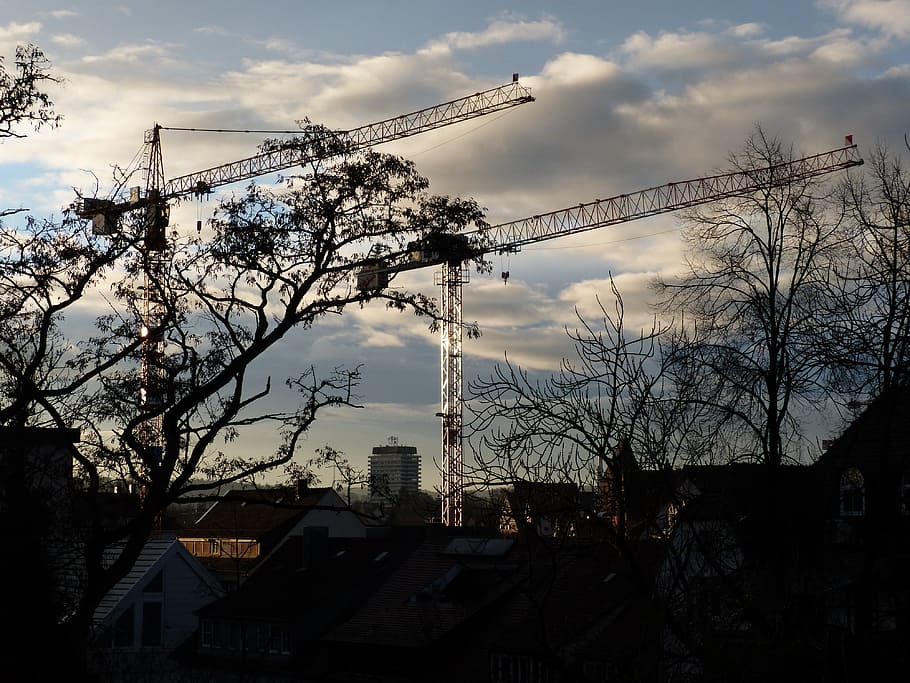 Boom, Crane, crane boom, lattice boom crane, baukran, build, site, sky, construction work, city