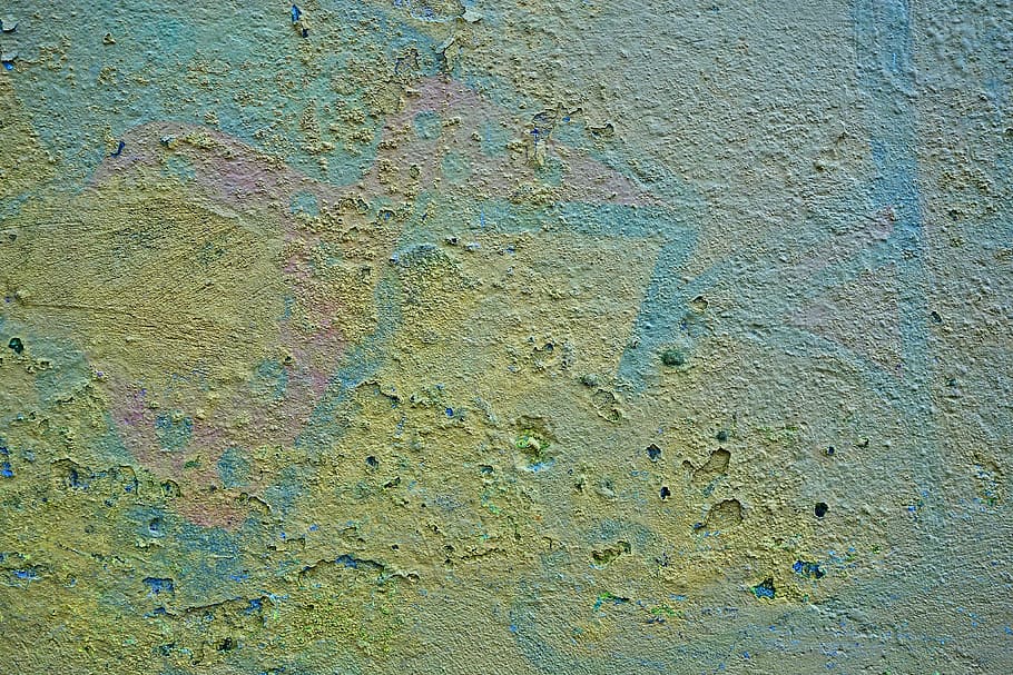 wall, stone, concrete, plaster, colored plaster, crumbling, old, decay, weathered, damaged