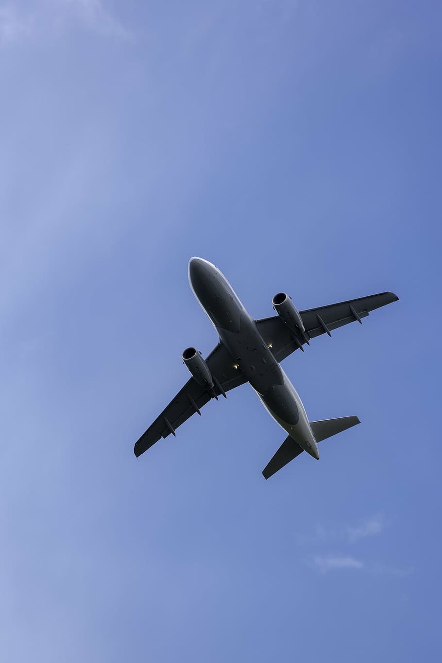 gray airplane flying, aeroplane, aircraft, airplane, aviation, flight, sky, travel, flying, blue
