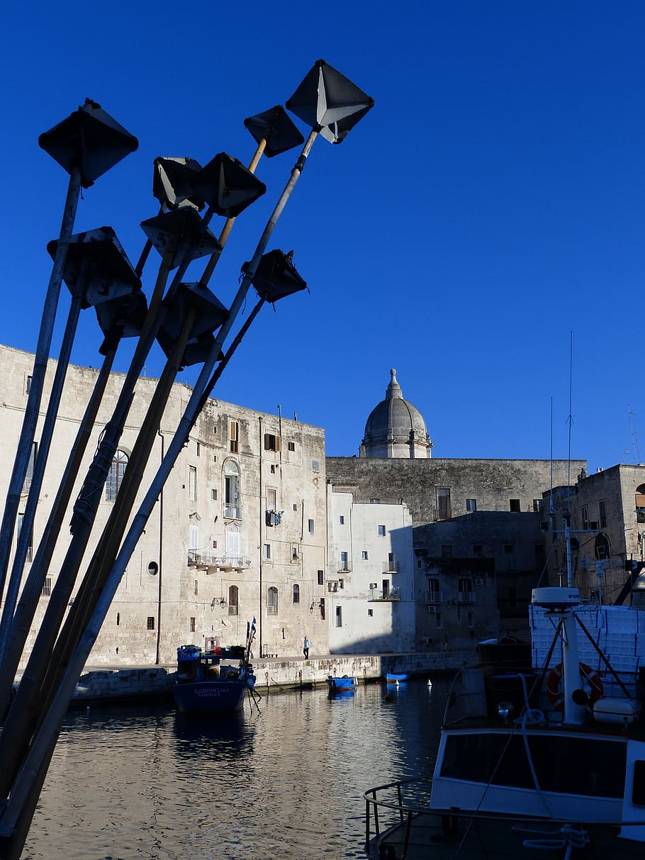 port, puglia, monopoli, italy, water, built structure, architecture, sky, building exterior, clear sky
