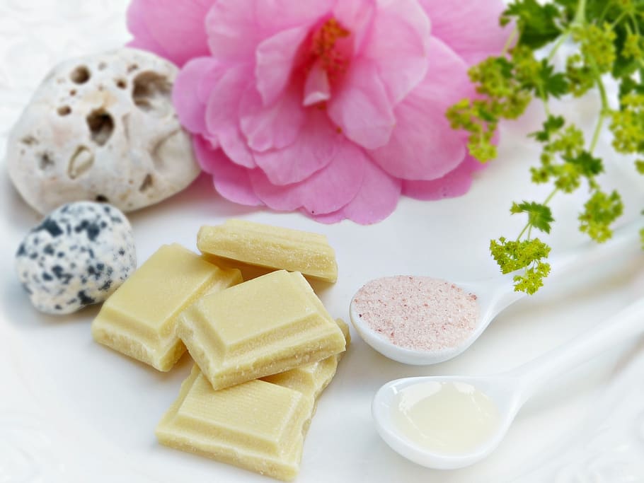 manteiga de cacau, sal, óleo, camélia, flor, florescer, bem-estar, spa, cuidados com o corpo, cosméticos