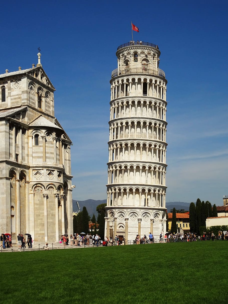 Pisa, Italia, Torre inclinada, arquitectura, destinos de viaje, hierba, historia, turismo, exterior del edificio, estructura construida