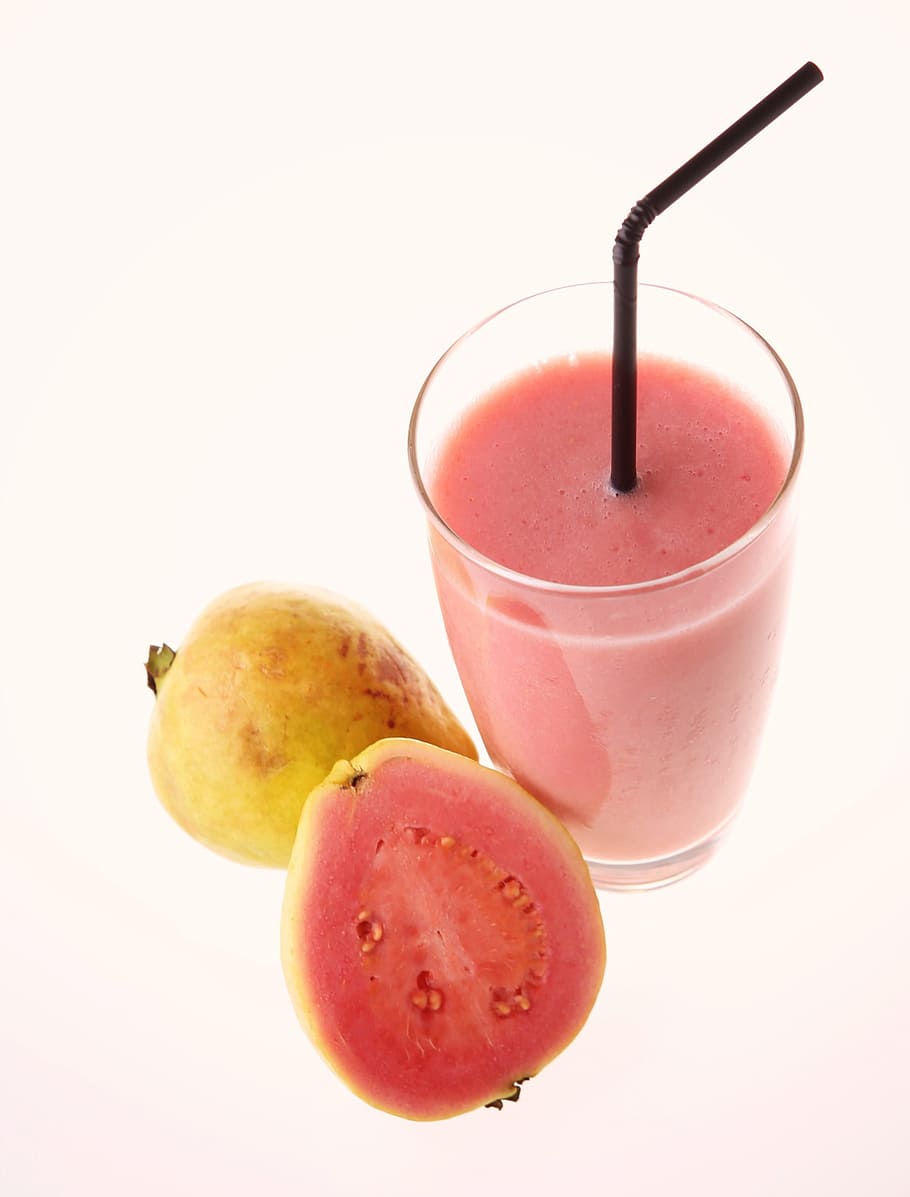 pink, shake, straw, Guava, Fresh, Juicy, Diet, Fruit, healthy, drink