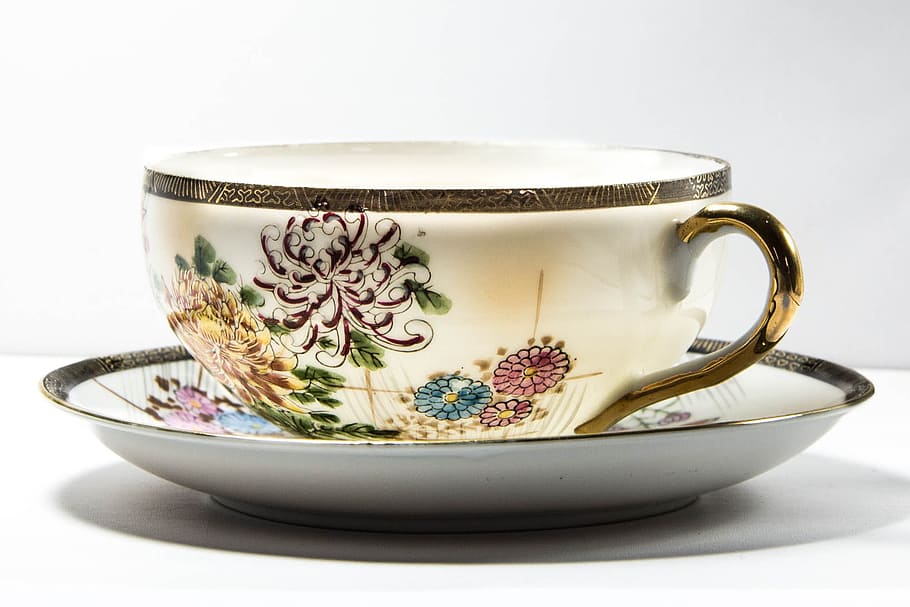 white, multicolored, floral, ceramic, Cup, Chinese, Teacup, Tea, China, chinese teacup, tea