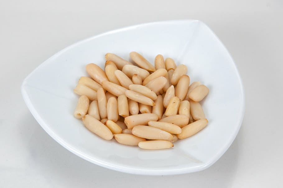 white ceramic plate, pine nuts, cook, food, kitchen, ingredients, pine, close-up, food and drink, wellbeing