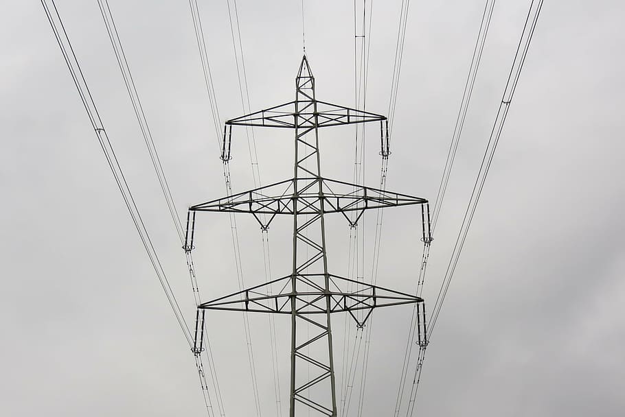 grey transmission post, power, electricity, powerline, energy, electric, industry, technology, generator, station