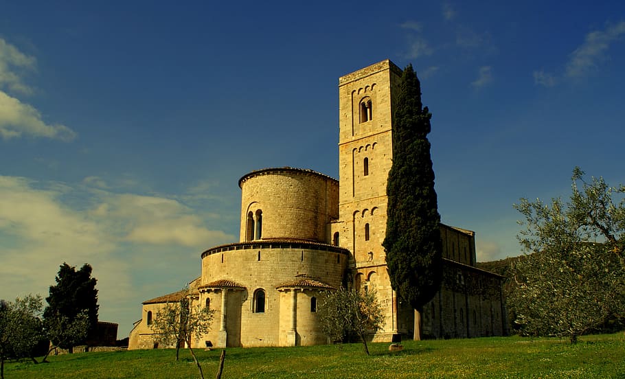 montalcino, tuscan, italia, sky, built structure, architecture, building exterior, the past, history, plant