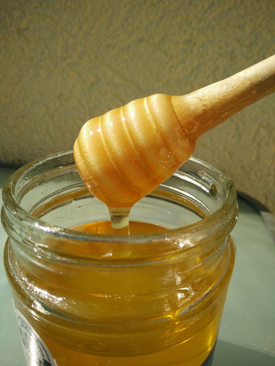 honey, dipper, vessel, sticky, food and drink, close-up, refreshment, drink, container, household equipment