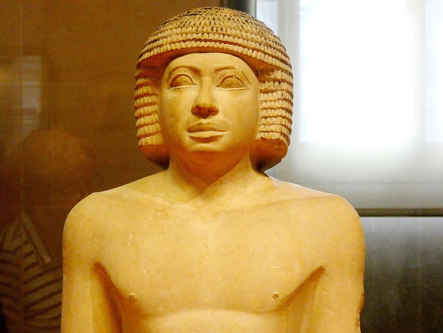 paris, the louvre, museum, antique, egyptian, scribe, terracotta, sculpture, the story, history