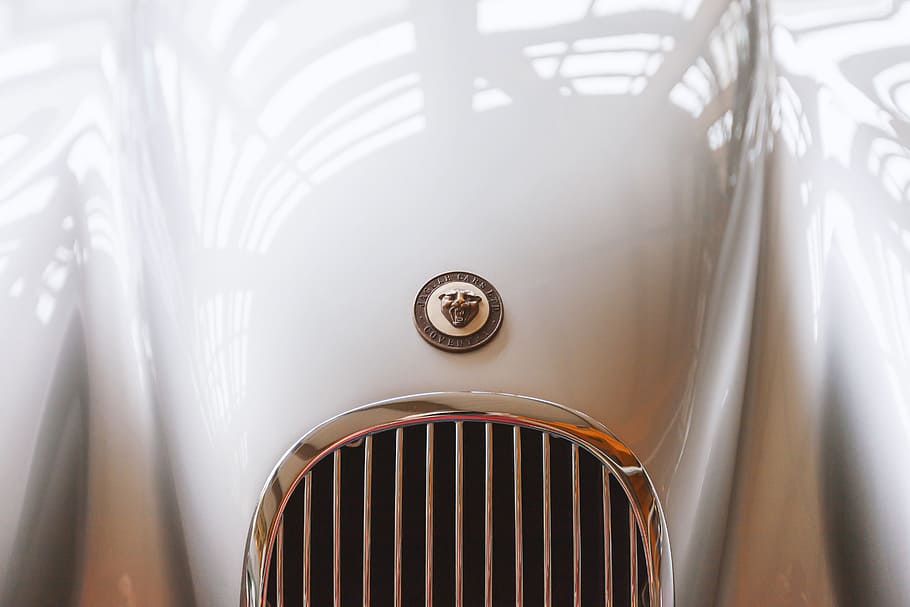 jaguar, car, luxury, auto, vehicle, retro, classic, logo, indoors, close-up