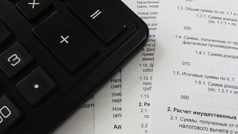 calculadora de escritorio negra, impuestos, finanzas, banco, calculadora, declaración, negocios, documento, primer plano, datos