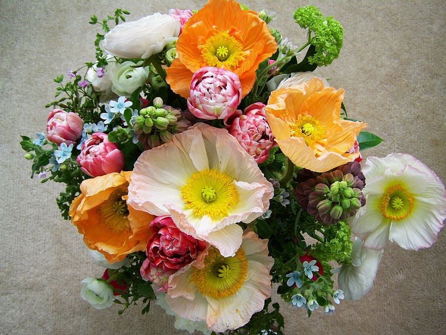 orange, white, petaled flowers, yellow,green, white flower, flower bouquet, photography, bunch of flowers, mixed flower, cut flower