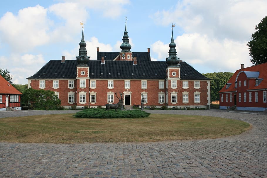 jaegerspris slot, old, historic, architecture, brick, building, denmark, elegant, monarchy, scandinavia