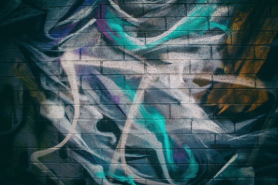 colorido arte callejero, pared de ladrillo, nuevo, ciudad de york, primer plano, colorido, Williamsburg, Brooklyn, Nueva York, ciudad de Nueva York