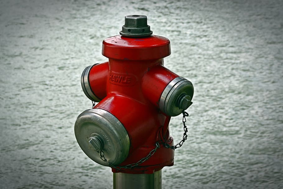 hidran, air, merah, api, logam, hidran air, hapus, utilitas air, air pemadam kebakaran, tabung