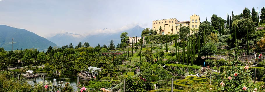 Пейзаж, Италия, Южный Тироль, Меран, праздник, вино, наслаждайтесь, горы, панорама, замок