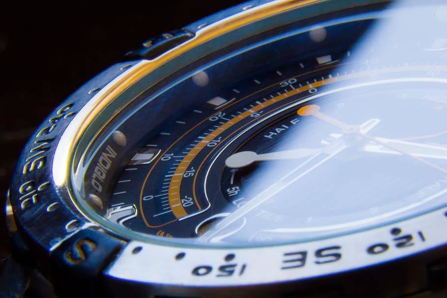close, view, chronograph, watch, clock, time, retro, vintage, mechanism, technology