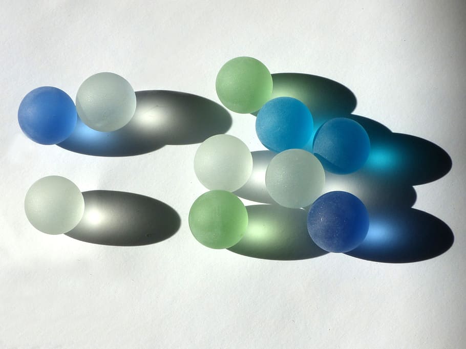 Marbles, Colors, Shadow, crystal balls, decoration, glass, balls, molecule, green color, white background
