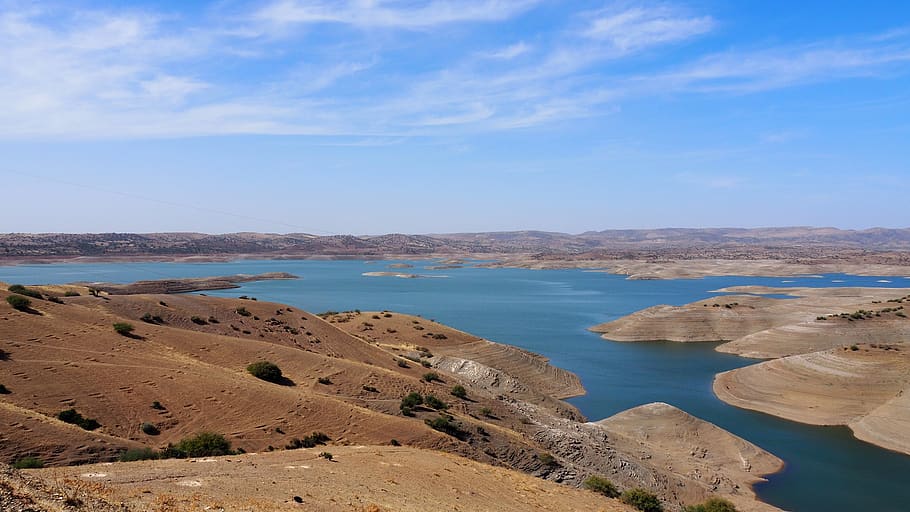 morocco, reservoir, drought, climate change, water, climate, landscape, heat, structure, ground