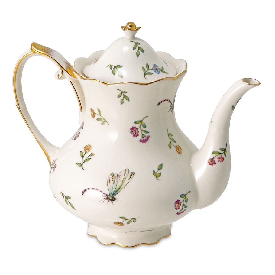 white, multicolored, floral, ceramic, teapot, Pot, Flagon, Porcelain, Container, kettle