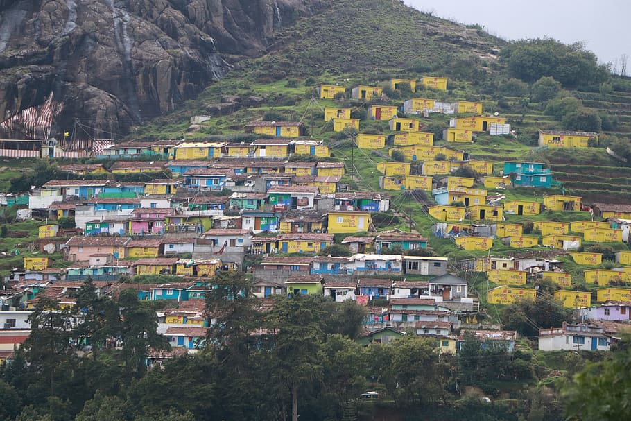 ooty, buildings, yellow, architecture, house, mountain, population, home, window, residence