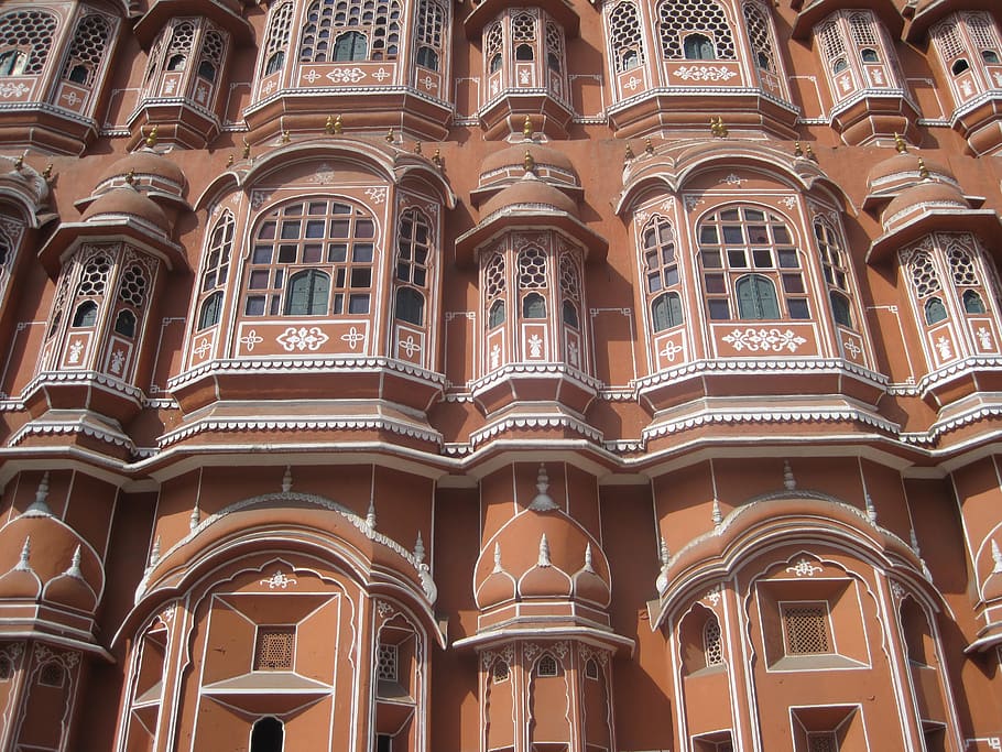 brown high-rise building, hawa mahal, palace, palace of winds, architecture, hawa, mahal, travel, tourism, rajasthan
