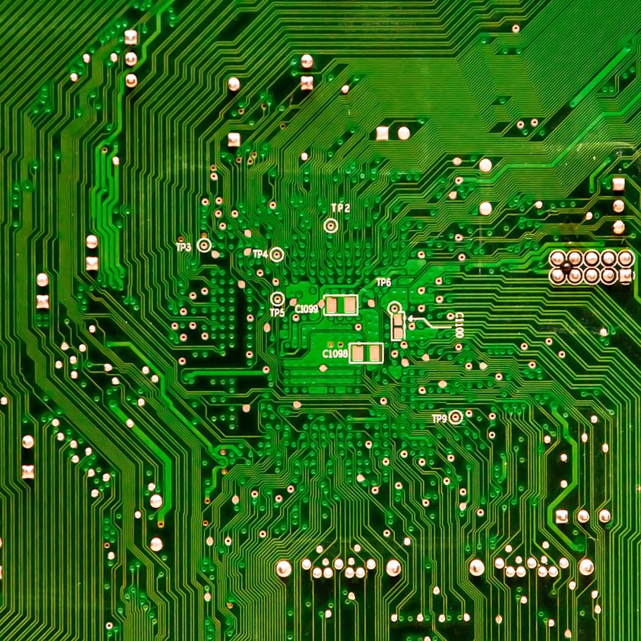 green circuit board, background, green, board, business, chip, circuit, close-up, communication, component