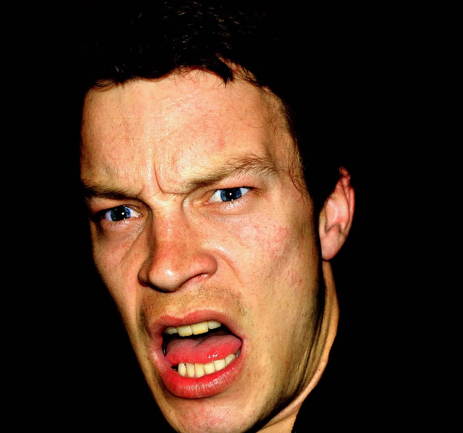 man's face, man, people, shouting, emotions, bad, angry, face, portrait, background