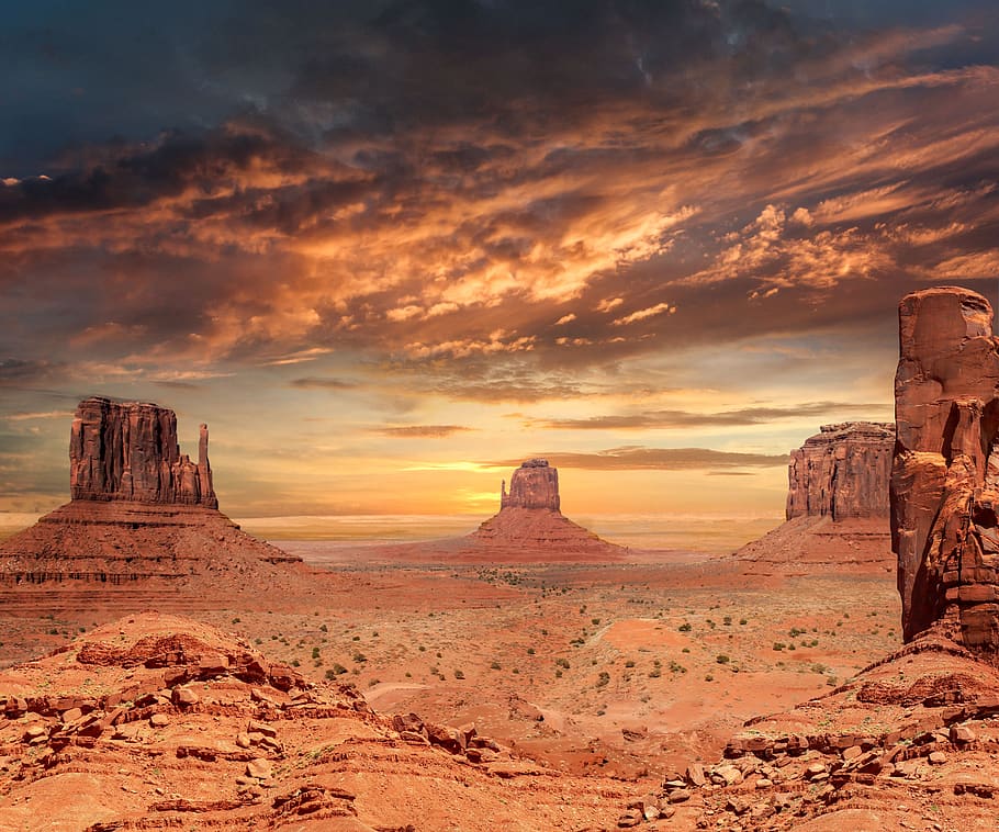 landscape, mountains, desert, sunset, dry, rocks, sky, utah, drought, scenic
