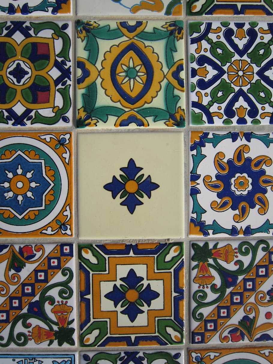 ladrilhos de cores sortidas, azulejo, cerâmica, árabe, padrão, azulejos, resumo, oriental, cor, colorido