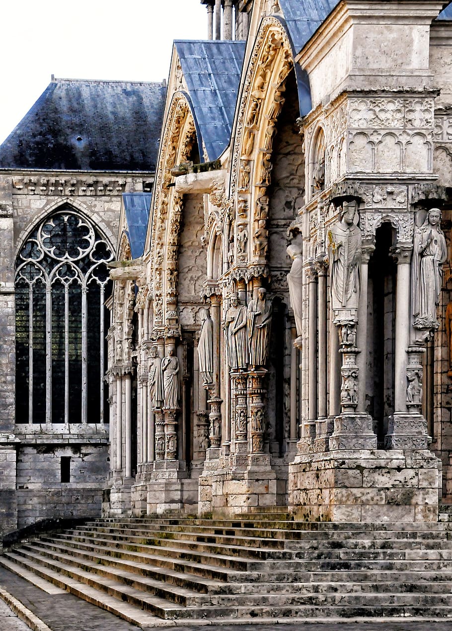 Chartres, Cathedral, Porch, Portal, chartres, cathedral, apostles, statue-column, france, history, religion