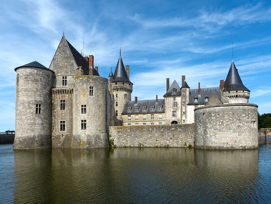 castle during daytime, castle, sully, loire, building, historically, château of de sully sur loire, castle in france, moated castle, romance
