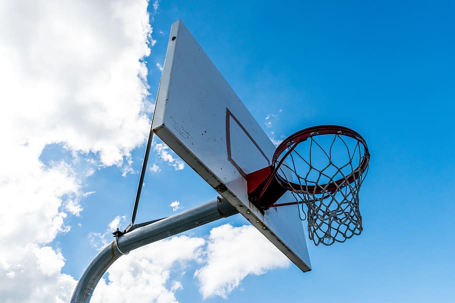 basketball, sky, sport, sports, ball, game, basket, court, outdoor, playground