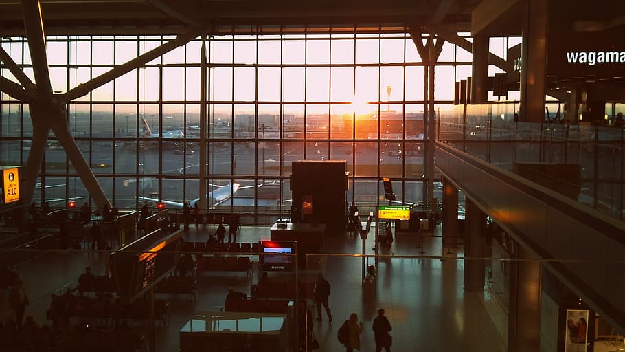 airport, interior, golden, hour, london, heathrow, aircraft, sunrise, aviation, get off