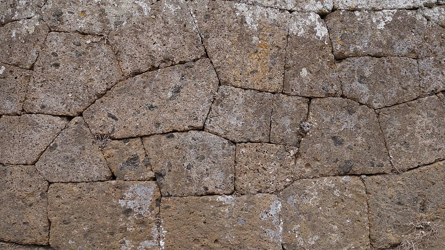 Parede de pedra, etrusca, antiguidade, velho, cru, tufo, sem gesso, padrão, textura, material de pedra