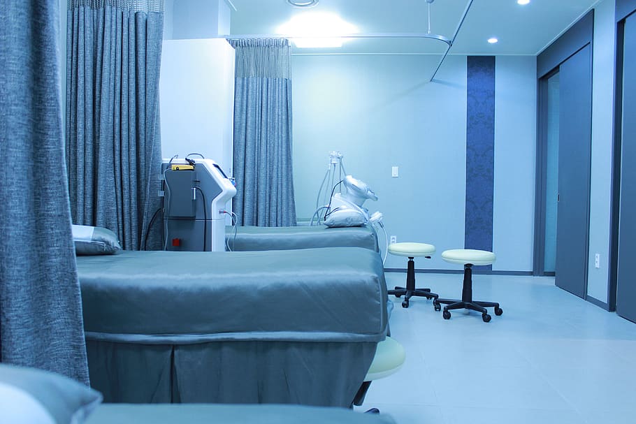bangsal rumah sakit, rumah sakit, medis, kamar, operasi, akomodasi, mebel, tempat tidur, dalam ruangan, biru