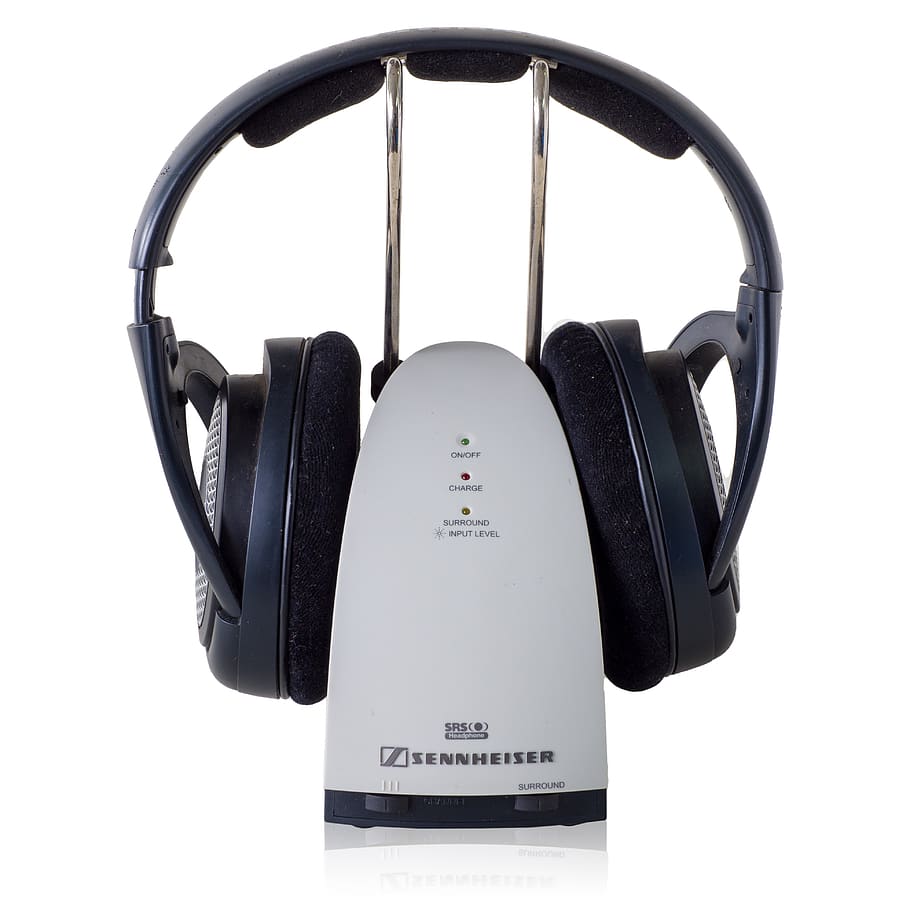 sennheiser wireless headphones, headphones, isolated, music, sound, audio, white, equipment, object, technology