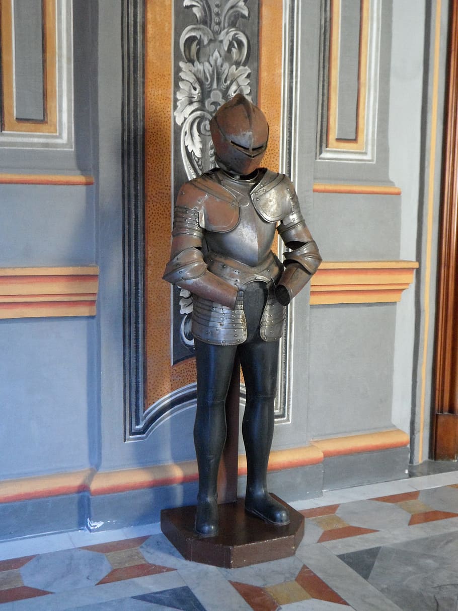 ritterruestung, guard, knight, armor, castle, palace, middle ages, architecture, built structure, door
