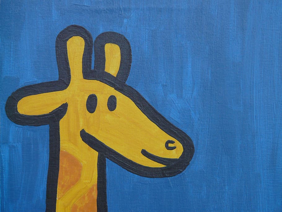 pintura girafa, girafa, história em quadrinhos, figura, imagem, pintura, personagem de desenho animado, desenho, engraçado, animal