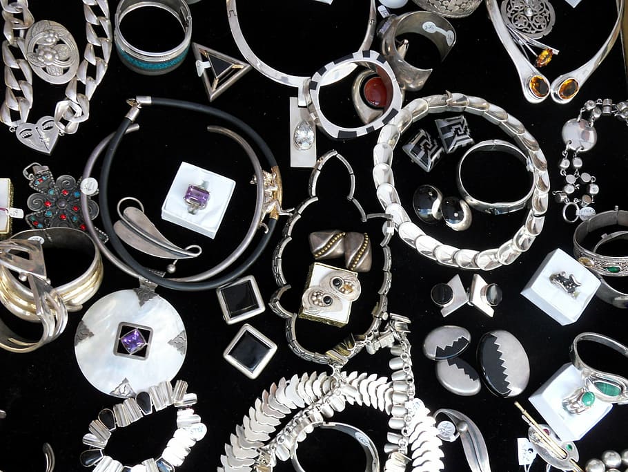 vintage, gelang, antik, kalung, perhiasan, Aksesori pribadi, mode, batu permata, sekelompok besar objek, di dalam ruangan